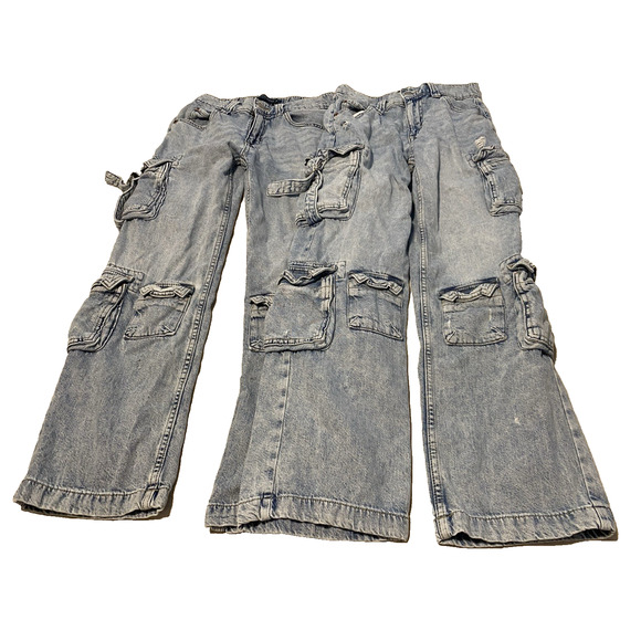 Lot of 2 Aeropostale Low Rise Cargo Jeans Womens XS Short Destroyed Y2K Jeans - Picture 1 of 16